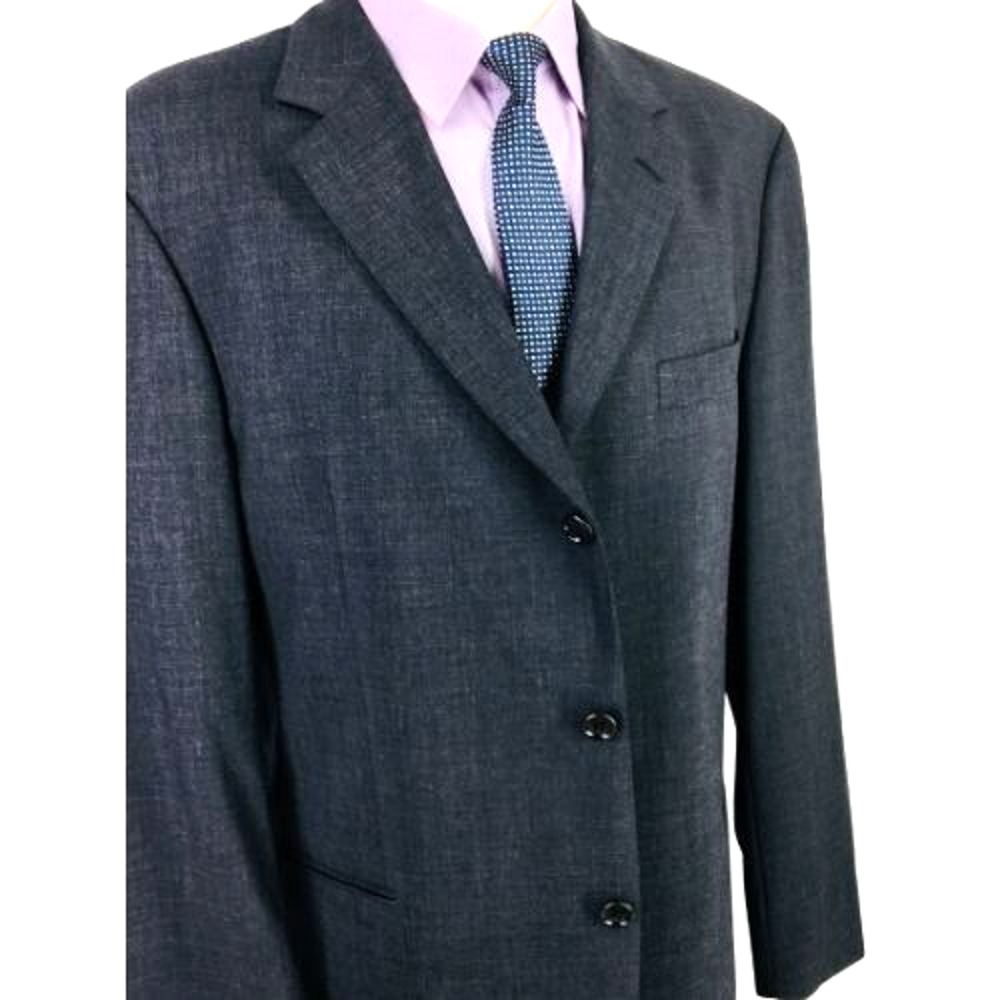 44R Hugo Boss Einstein Beta Mens 3 Button Pure Wool Blazer Jacket Dk Pencil Gray